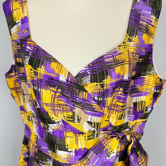 Alex Marie Bora Bora Lark Sheath Dress Sleeveless Bow Accent Abstract Print  14 - Picture 3 of 13